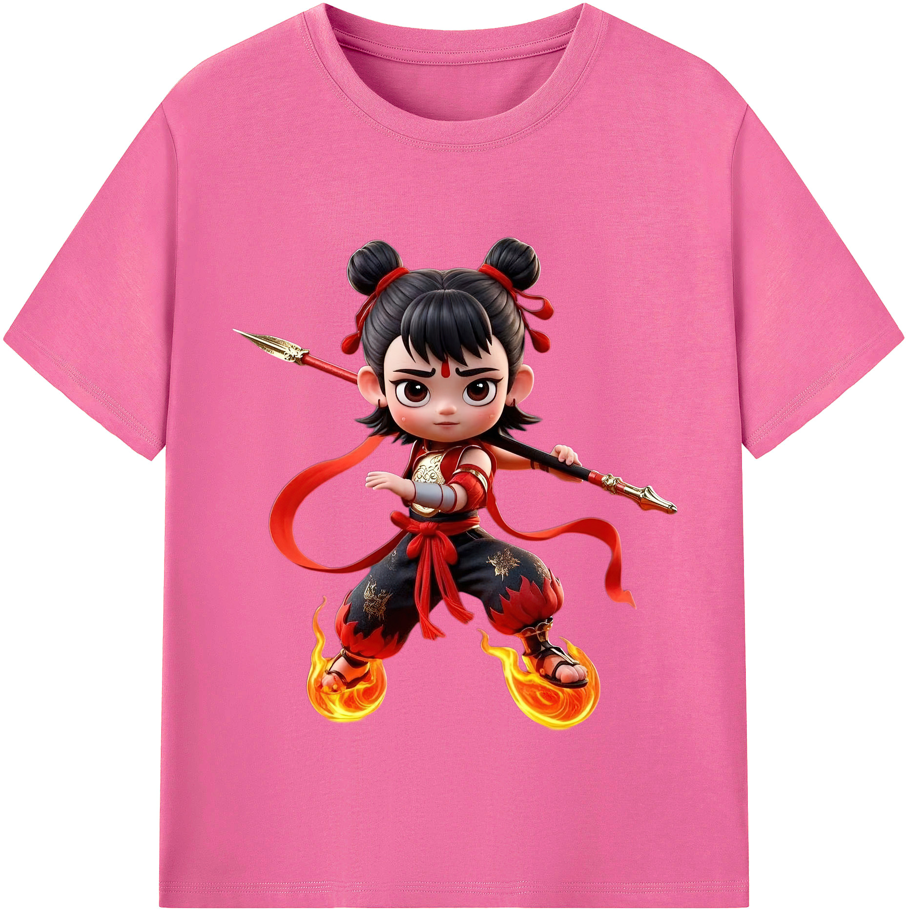 （画像用） Ne Zha 2 ナタ 魔童の大暴れ レディースカジュアルプリントTシャツ（綿100％）